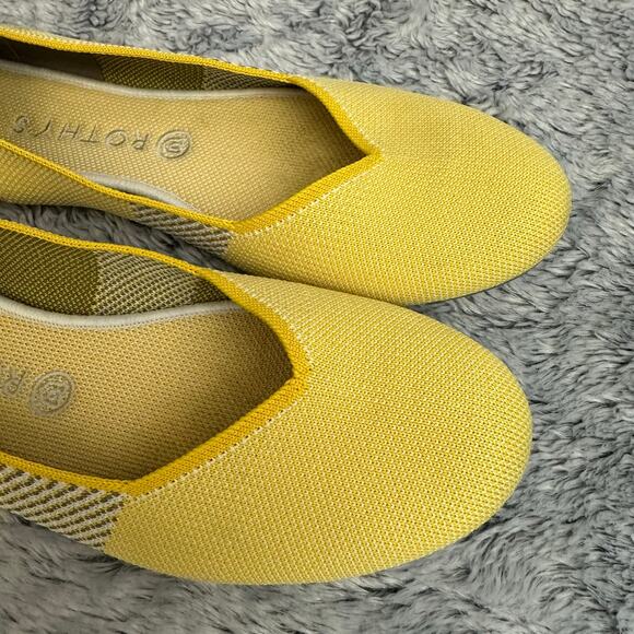 Rothy's The Flat Slip On Shoes Yellow Knit Flats Women's 11 Casual Washable - Picture 5 of 11